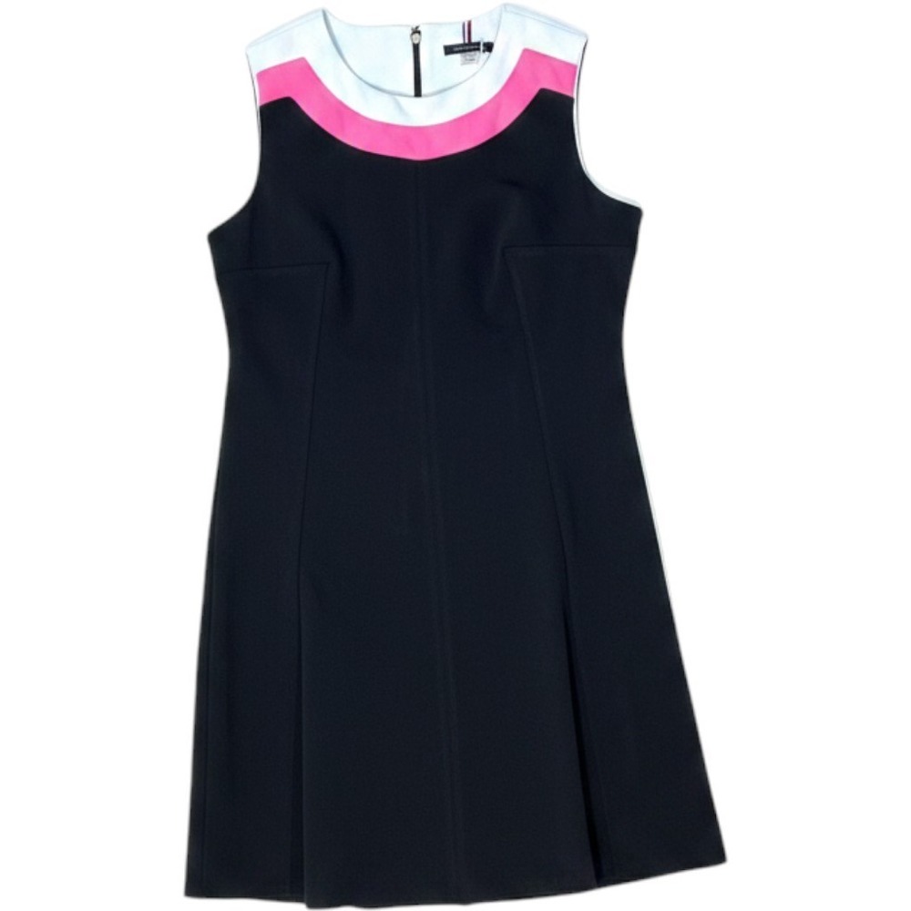 Tommy Hilfiger Career A-Line Dress Preppy Mod Colorblock 12 Navy Pink White